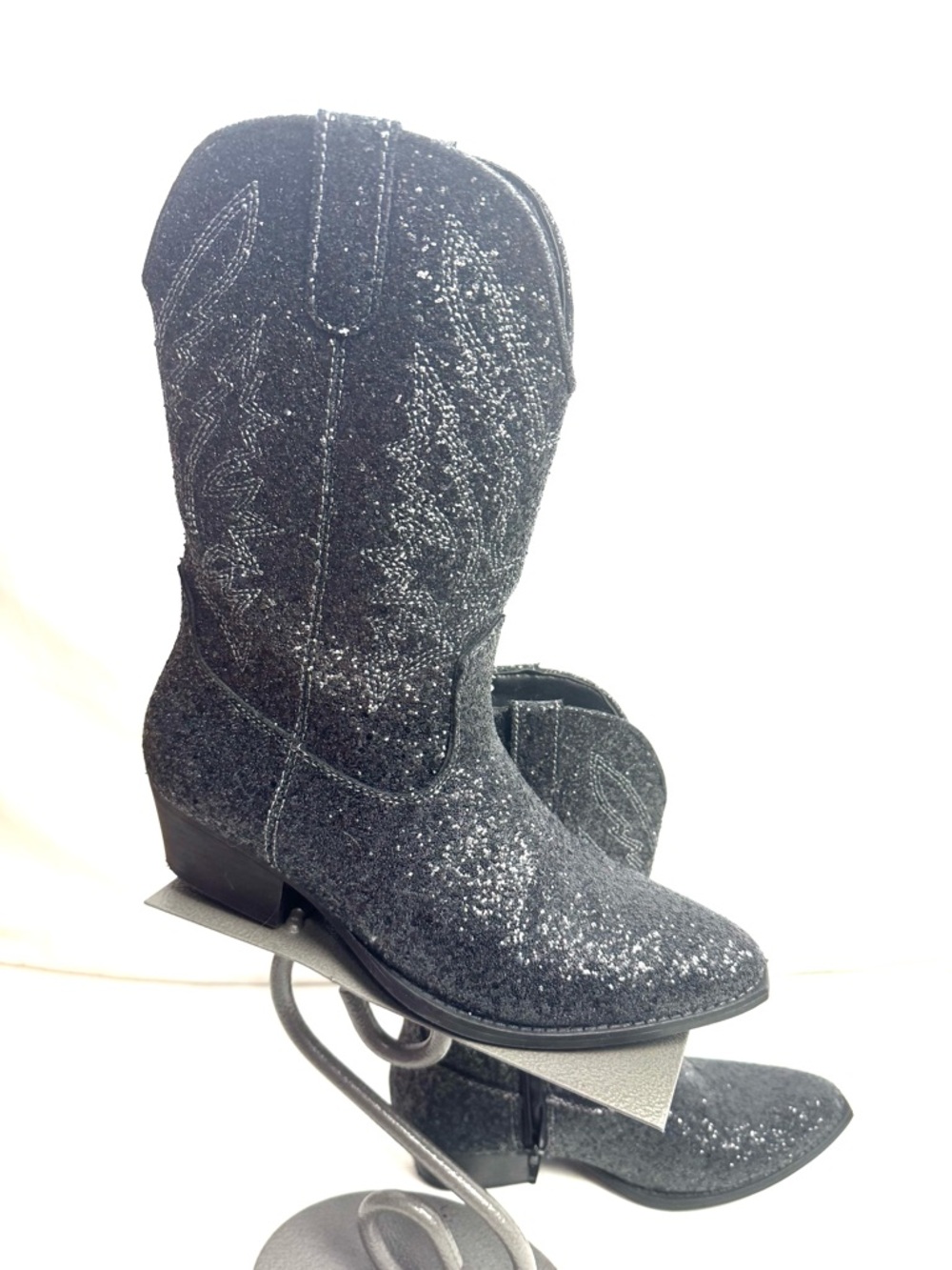Portland Boot Company Black Sequin Western Cowboy Boots Shoes Womens Size 8